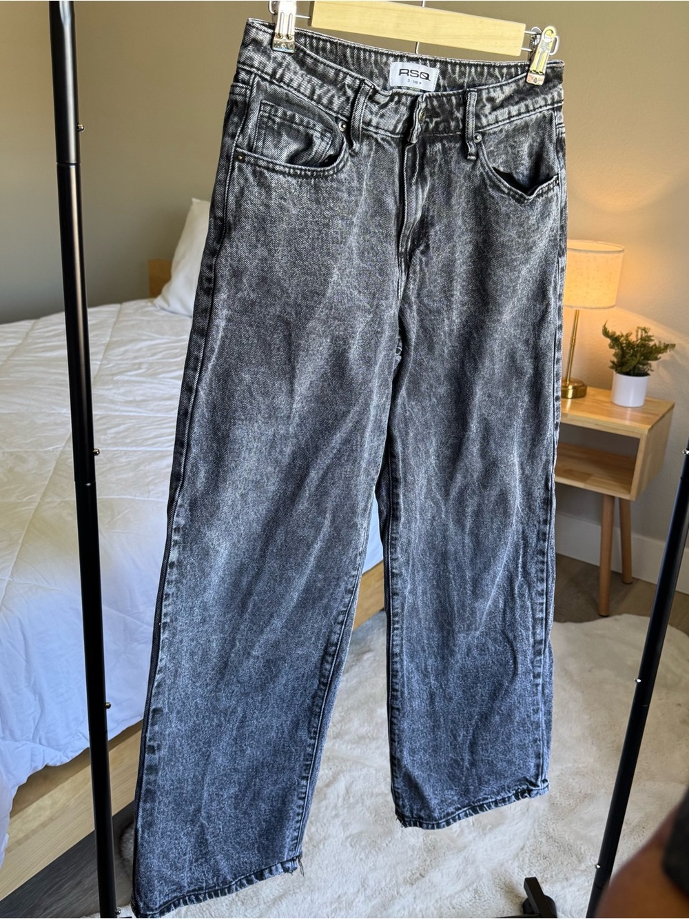 RSQ Women's Faded Black Relaxed Straight Jeans